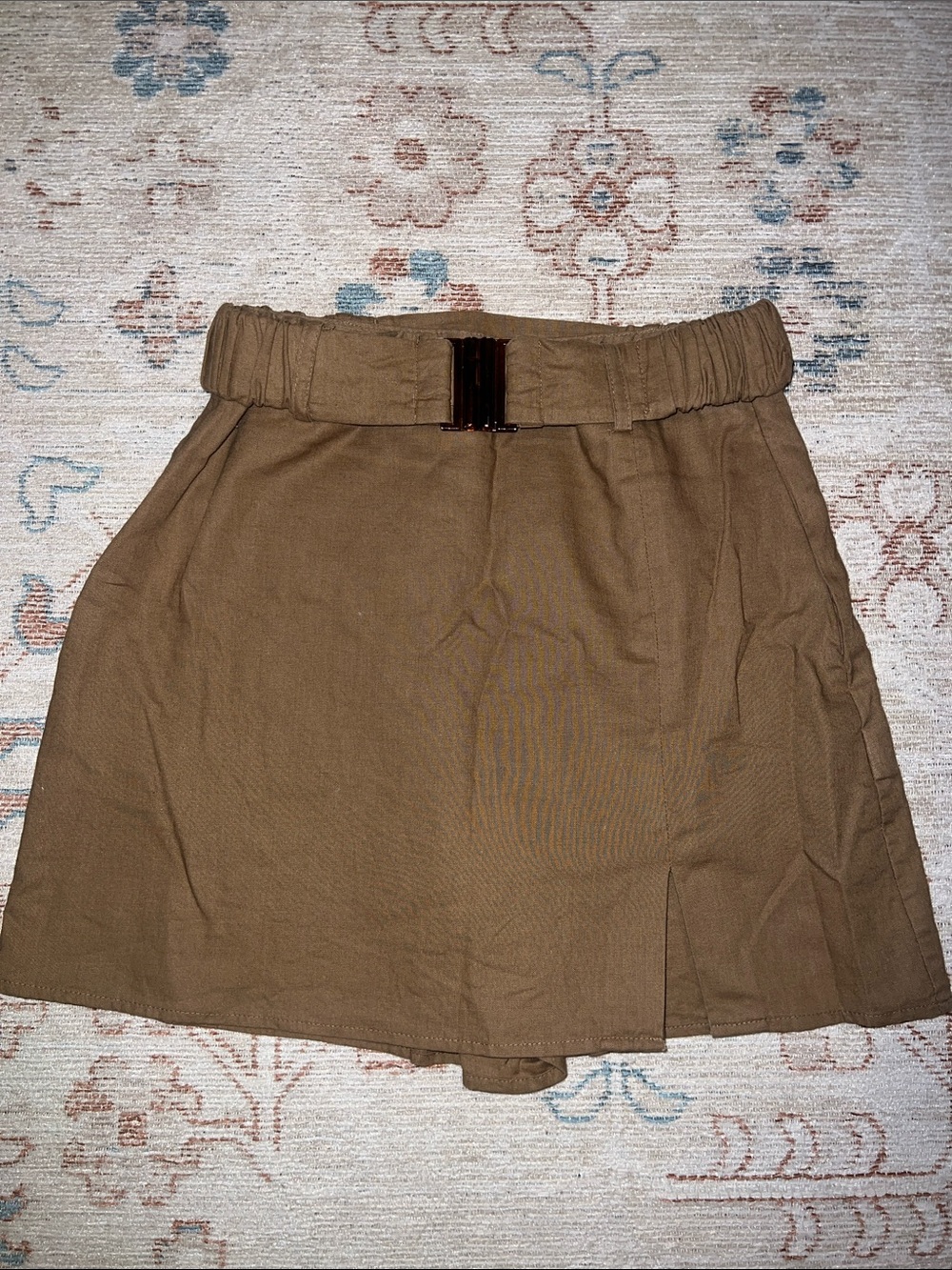 Zara Brown Mini Skort with Buckle Waist